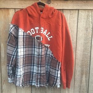 Adidas half hoodie half flannel Clearance